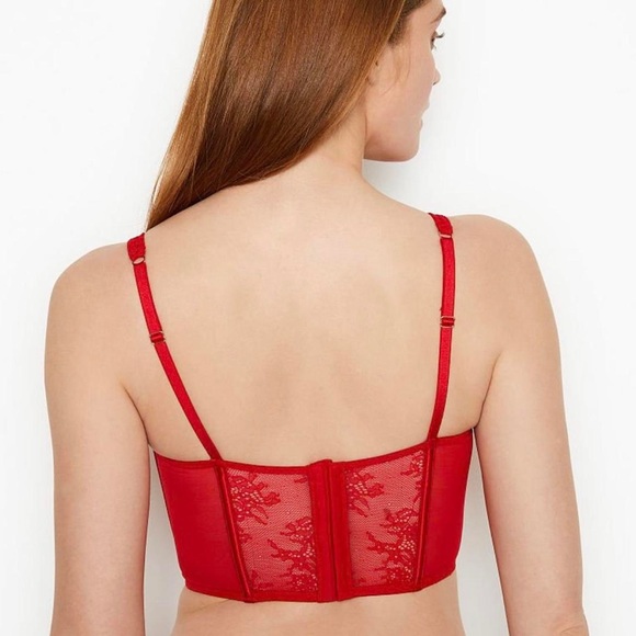 VICTORIA’S SECRET RED UNLINED LACE UP CORSET TOP 💋 - Picture 3 of 4
